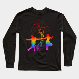 1940s Rainbow Swing Dancers Silhouettes Long Sleeve T-Shirt